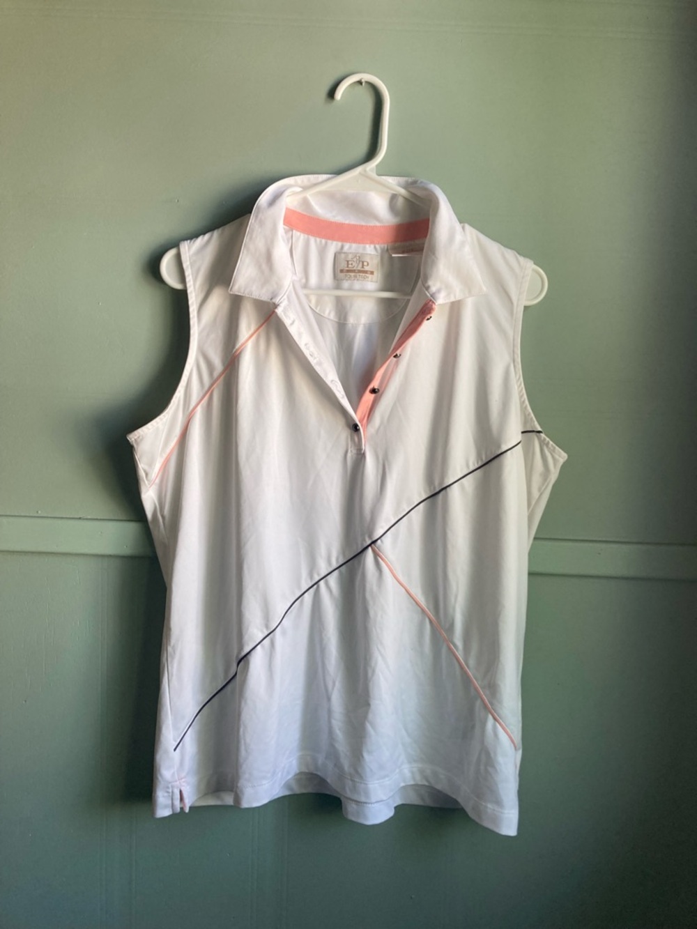 EP Pro White Sleeveless Polo with Pink and Navy Accents Women’s XL